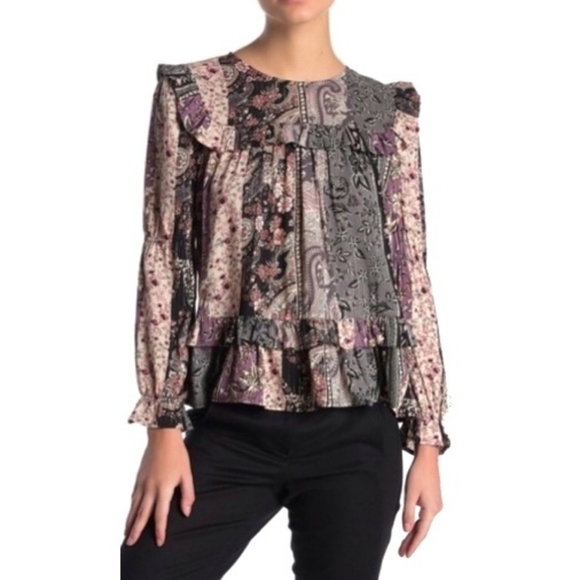 Everleigh Floral Ruffles Peasant Top - Picture 1 of 11
